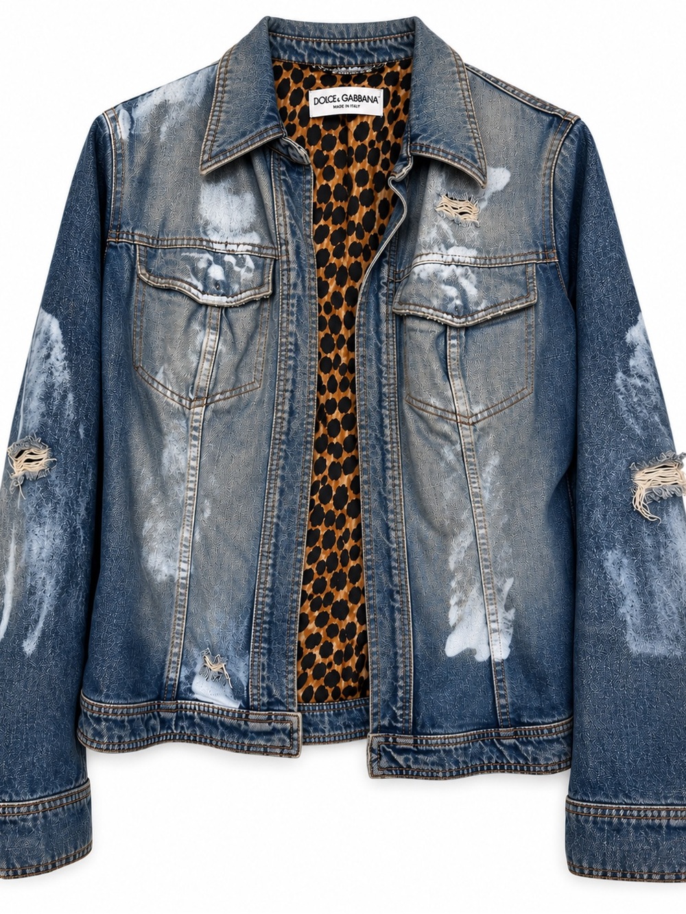 Vintage Dolce & Gabbana Leopard Lined Denim Jacket